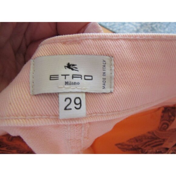 Etro Italian Pale Pink High Rise Wide Leg Embroidered Jeans Size 29 - Picture 5 of 6